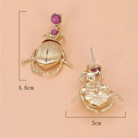 Gemstone Beetle Earrings - Picture 6 of 6